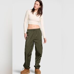 Victoria's Secret Olive Green Parachute Cargo Pants, Size XS